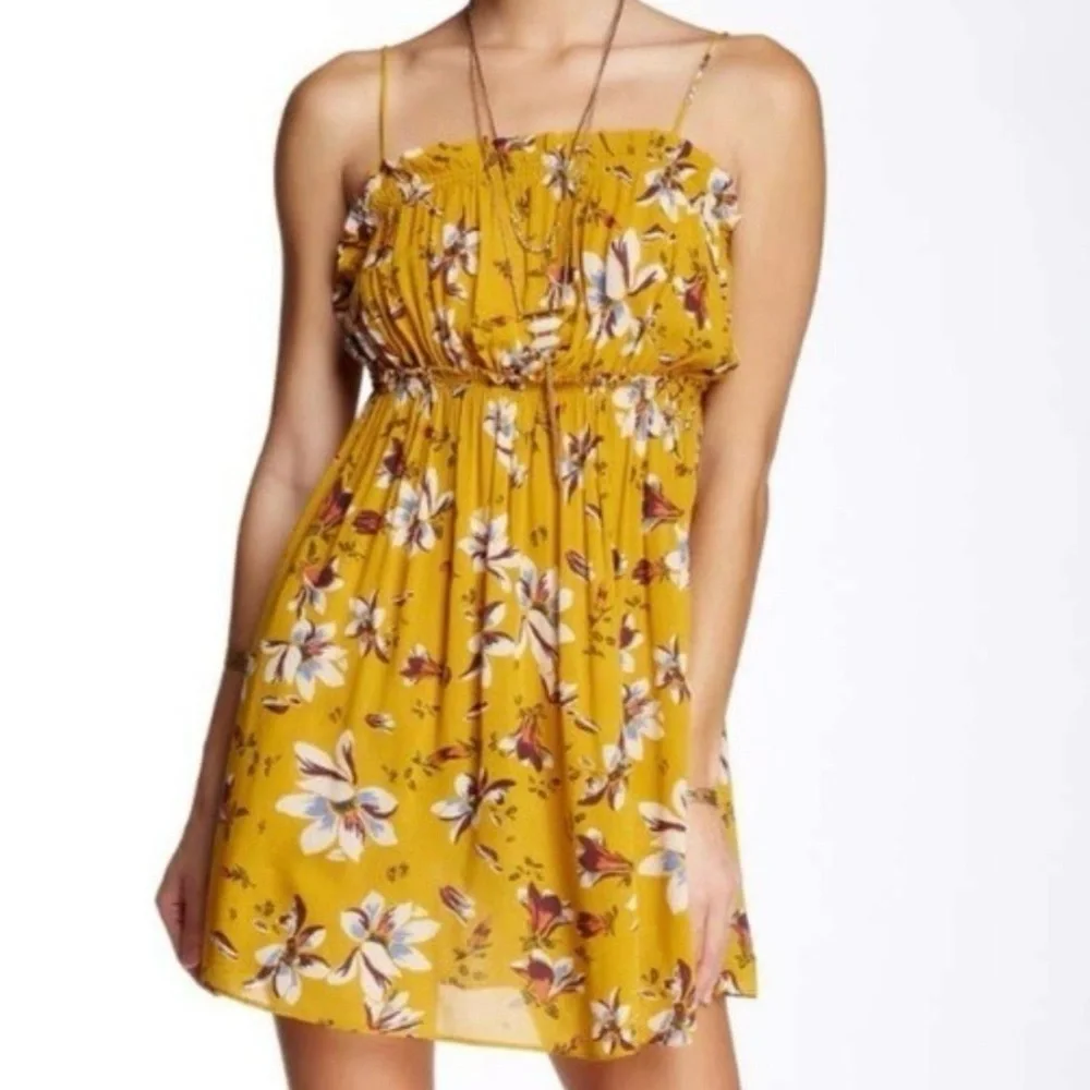 Intimately Free People Womens Jolene Floral Tank Dress Sz Medium Yellow - Picture 1 of 11